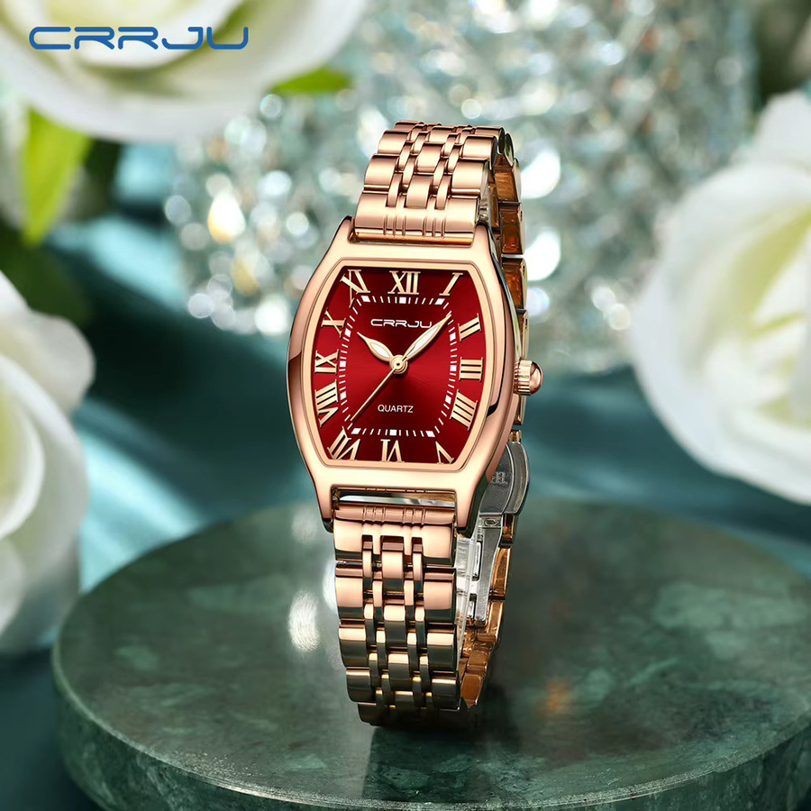 CRRJU Armbanduhr, Quarz, Edelstahl, Roségold, eckig, Damen - Bild 2