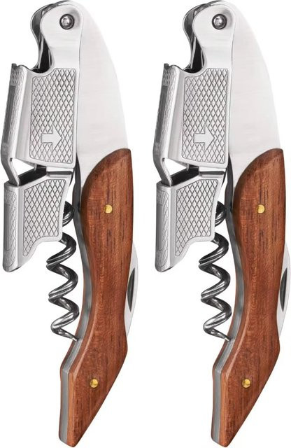 Multifunktionaler Sommelier-Weinöffner Waiters Friend aus Edelstahl und Holz in Silber - Bild 1