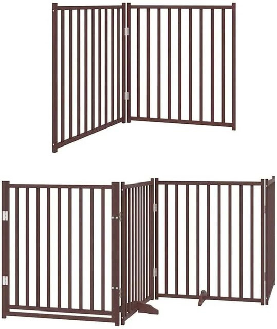 vidaXL 6-teiliges Hundetor aus Pappelholz mit Tür, faltbar, Braun, Breite: 480 cm - Bild 1