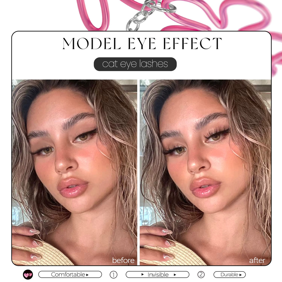 VELTRINAY Cat Eye Lashes, Wispy Natural 3D Volume, Falsche Wimpern - Bild 5