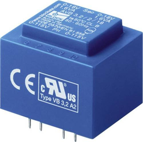 Printtransformator Block AVB 1,5/2/15 in Blau, 2 x 115V / 2 x 15V AC, 1,50 VA, 50mA - Bild 1