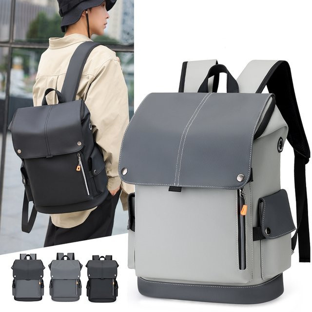 DIDA BEAR Urban Man Rucksack für Herren mit USB-C Anschluss, wasserdichter Business Laptop-Rucksack in Schwarz und Grau - Bild 1
