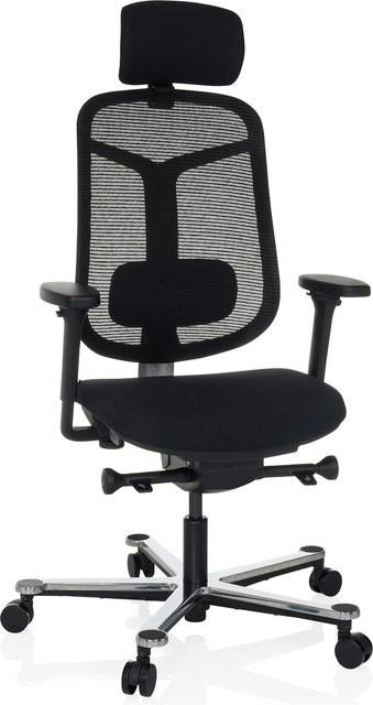 hjh OFFICE High End Bürostuhl BICOLORE HIGH in Schwarz mit Stoff und Netzstoff, höhenverstellbar und mit 4D-Armlehnen - Bild 1