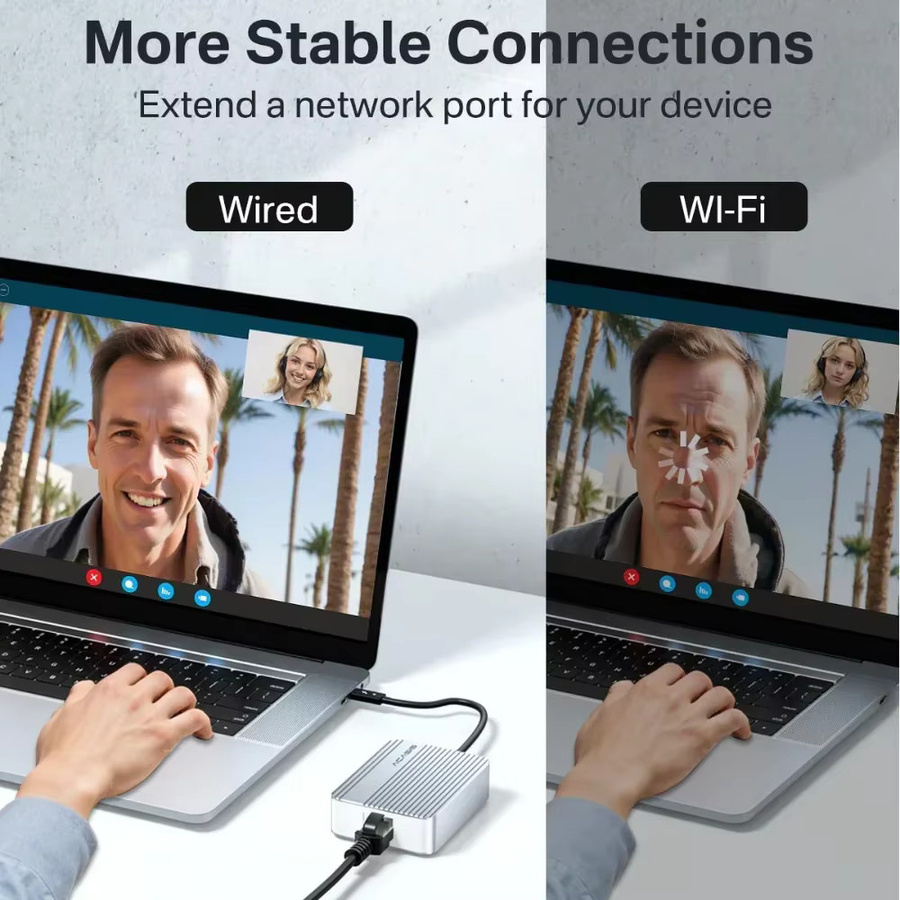 Acasis USB-C Ethernet-Adapter 10Gbps Netzwerkkarte mit RJ45 für Thunderbolt 5/4/3, Farbe: Silber - Bild 4