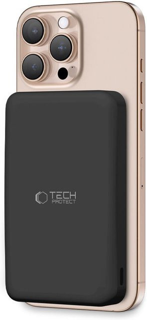 Tech-Protect PB24 LifeMag Externer Wireless-Akku, 10000mAh, 15W, PD + QI, Schwarz, mit USB-A und USB-C Anschlüssen - Bild 1