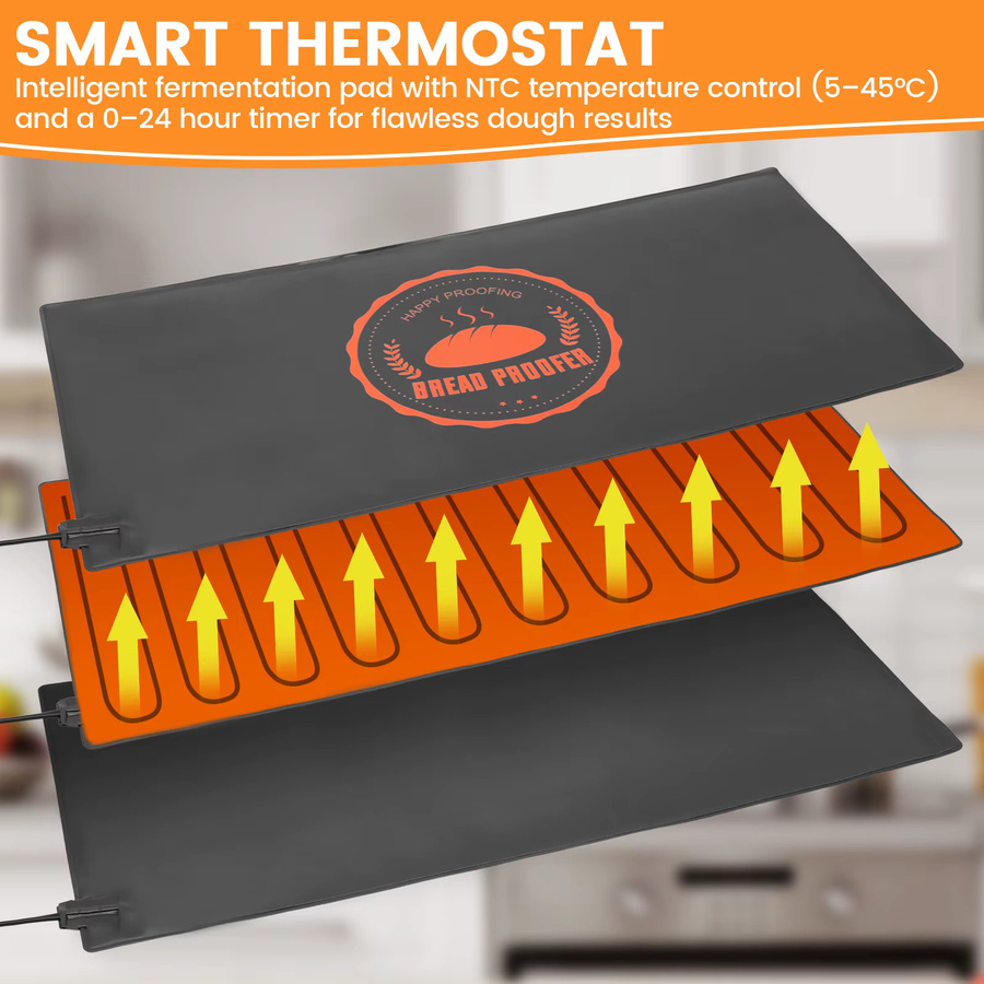 Willstar Brot-Proofer-Wärmematte in Schwarz mit einstellbarer Temperatur für Sauerteig und Teig-Starter, wasserdichtes Teig-Proofer-Pad zum Backen - Bild 3