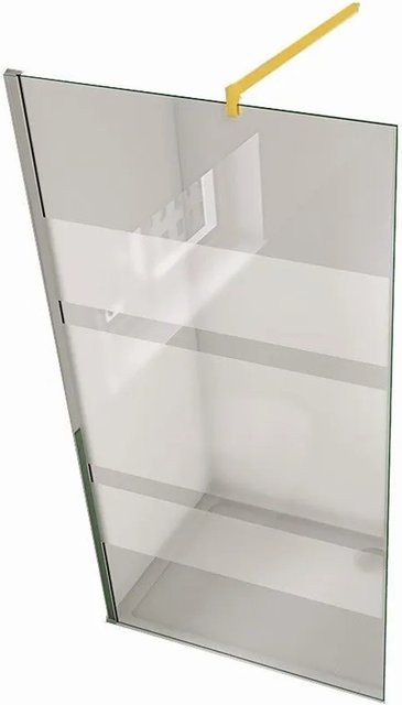 Duschparadies Walk-in Dusche mit Seitenwand aus 6mm Nano Glas, teilsatinierter Duschabtrennung und Stabilisierungsstange in Gold gebürstet, B/T/H: 110 x 190 cm - Bild 1