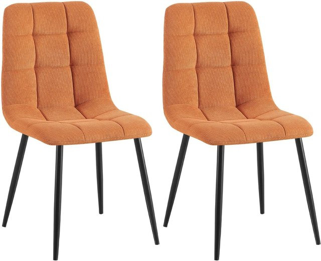 2er Set Esszimmerstühle DELUKE FIGAD in Orange mit Cord-Bezug, B/T/H: 45 x 55 x 84 cm - Bild 1
