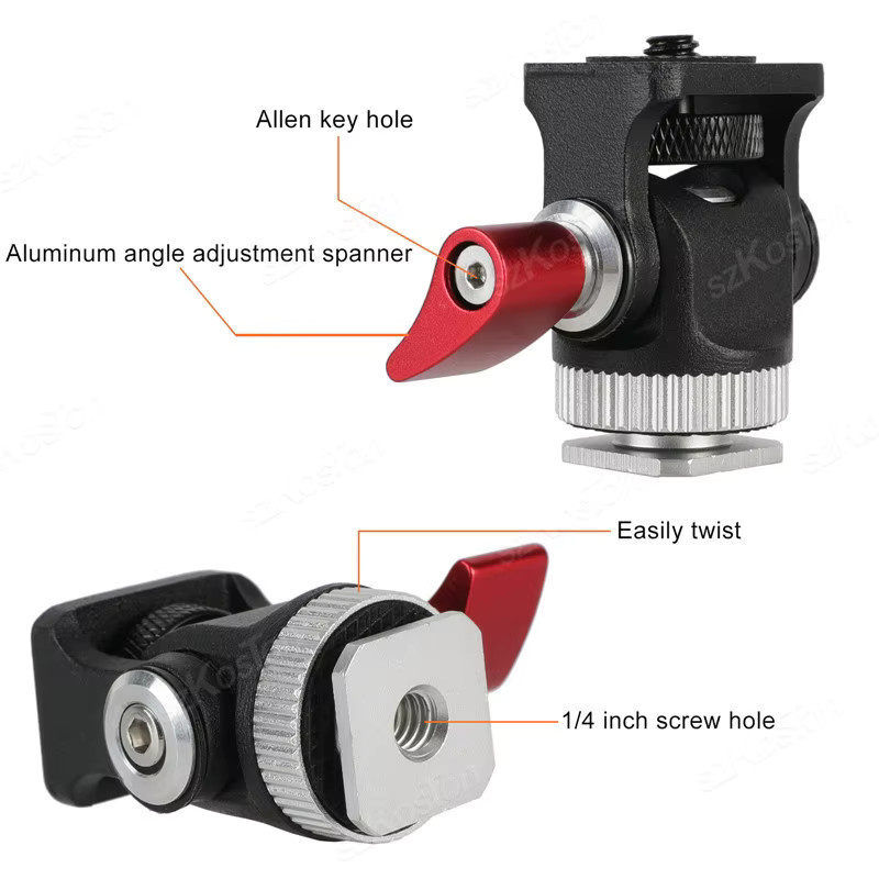 Kaltschuh Universal QR Platte Monitor Halterung für DSLR Kameras in Schwarz - Bild 2