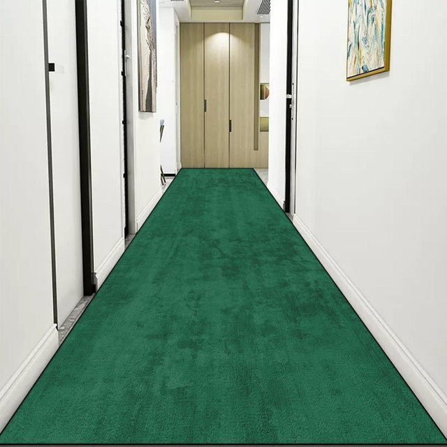 Karpetti Flurteppich Modern Einfarbig Grün, Hallenläufer aus Polyester, B/T: 90 x 300 cm - Bild 1