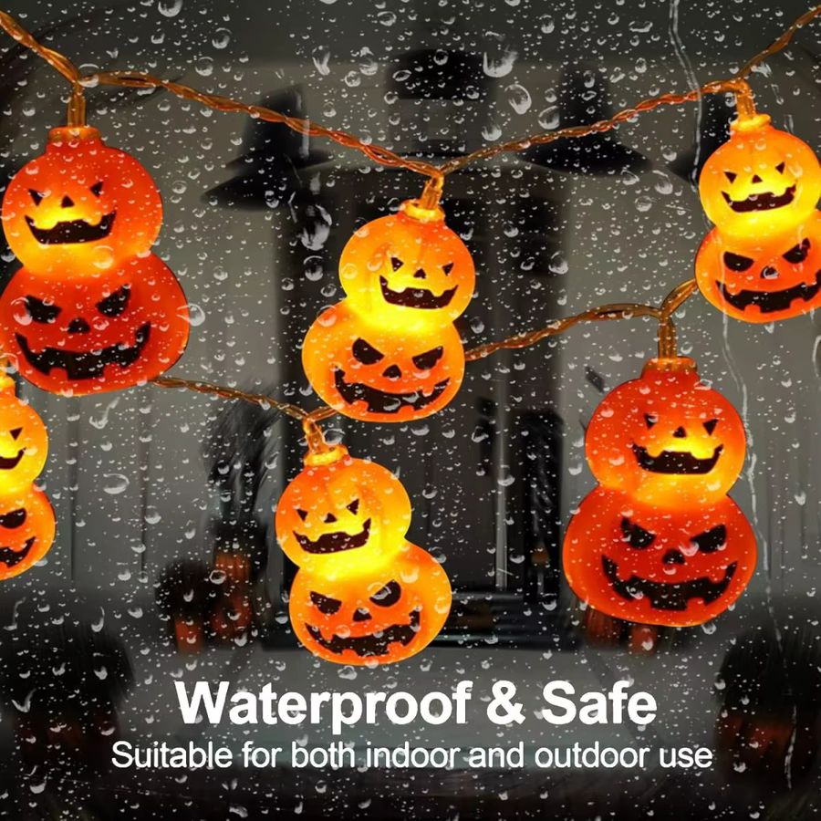 Peach Forest LED Halloween Doppel Kürbis Lichterkette mit 2 Schichten, Batteriebetrieben - Bild 4