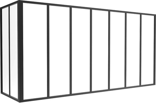 Vente-unique Glaswand Bayview in Schwarz aus Aluminium und Glas, Breite: 210 cm - Bild 1