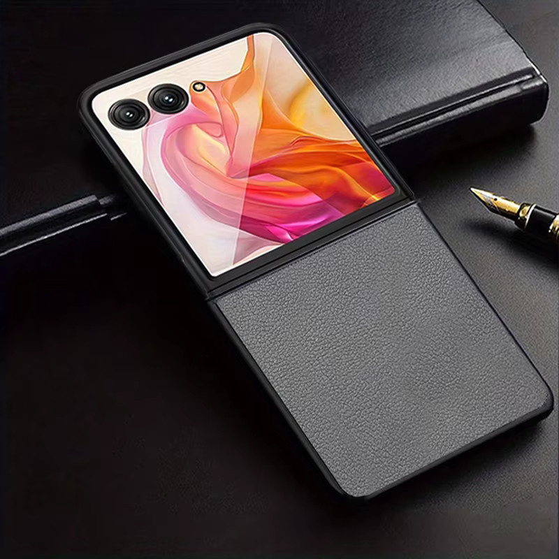 Luxuriöse Business-Style Retro Handyhülle mit Litchi-Muster für Motorola Razr 40, Razr 50 und Razr 70 Ultra in Schwarz, stoßfeste PC-Abdeckung - Bild 2