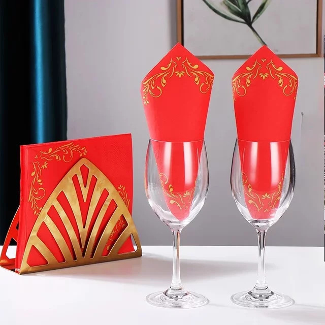 GUANYAO 20er Set rote Servietten mit floralem Print für Hochzeit und Decoupage, B/B/B: 33 x 33 x 33 cm - Bild 1