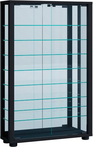 VCM Vitrine Lumo in Schwarz mit Glastüren und Sicherheitsglas, Breite: 59 cm, Höhe: 91,3 cm - Bild 1