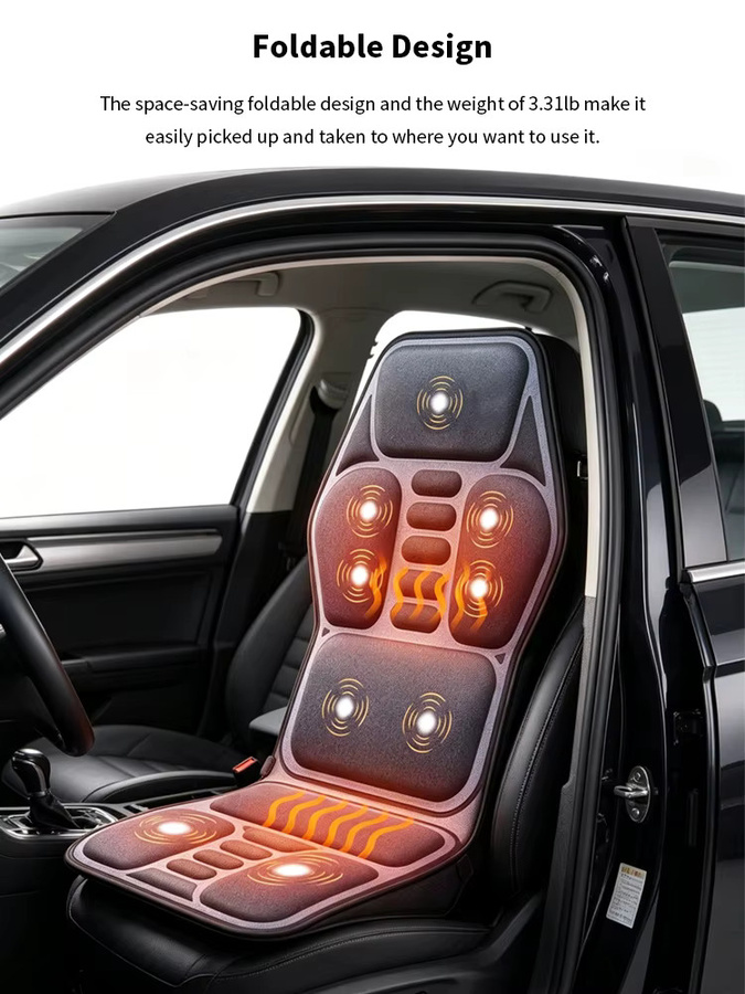 Ekmoey Beheizbares Vibrations-Massagesitzkissen in Schwarz zur Entspannung von Nacken, Rücken und Hüfte für Zuhause, Büro oder Auto - Bild 5