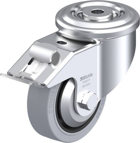 Blickle Lenkrolle LKR-POEV 100KAD-FI-SG-FA mit Feststeller, Rad-Durchmesser: 100 mm, Tragfähigkeit: 200 kg, Farbe: Silber - Bild 1