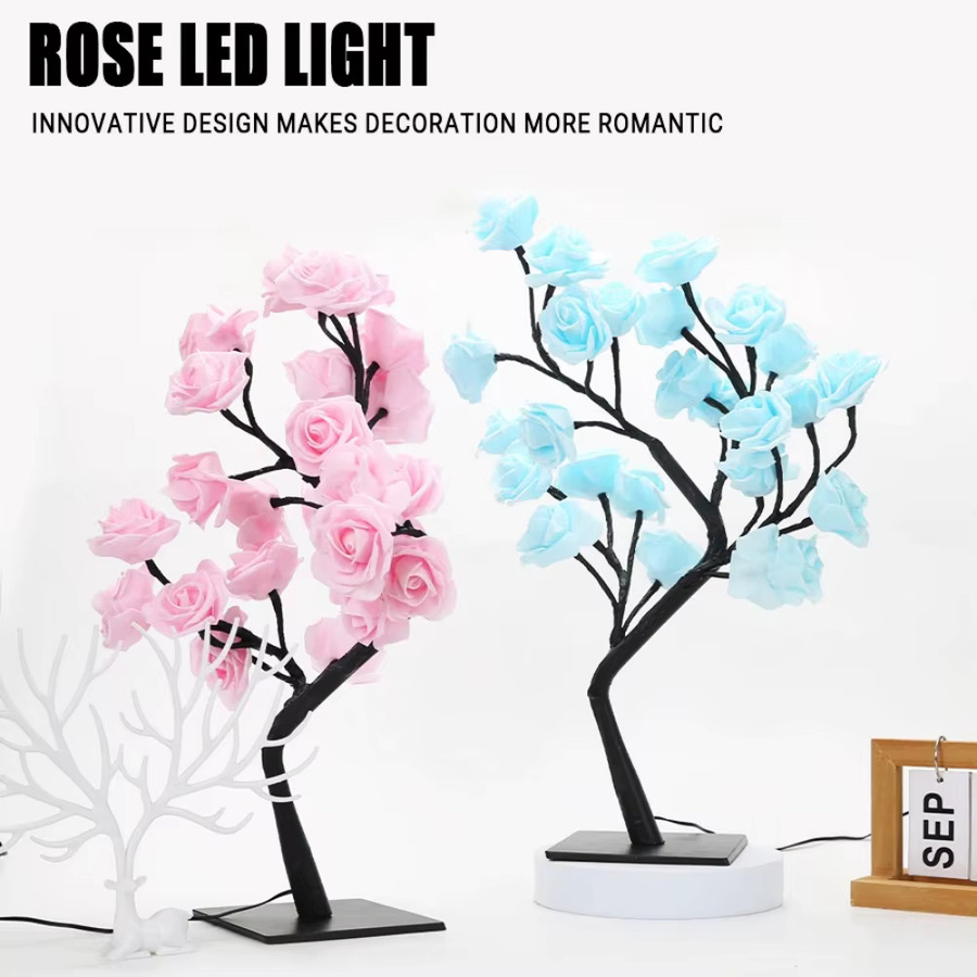 OKAL RED EAST USB Rosen-Schreibtischlampe mit 24 LED als Nachtlicht in Schwarz - Bild 1