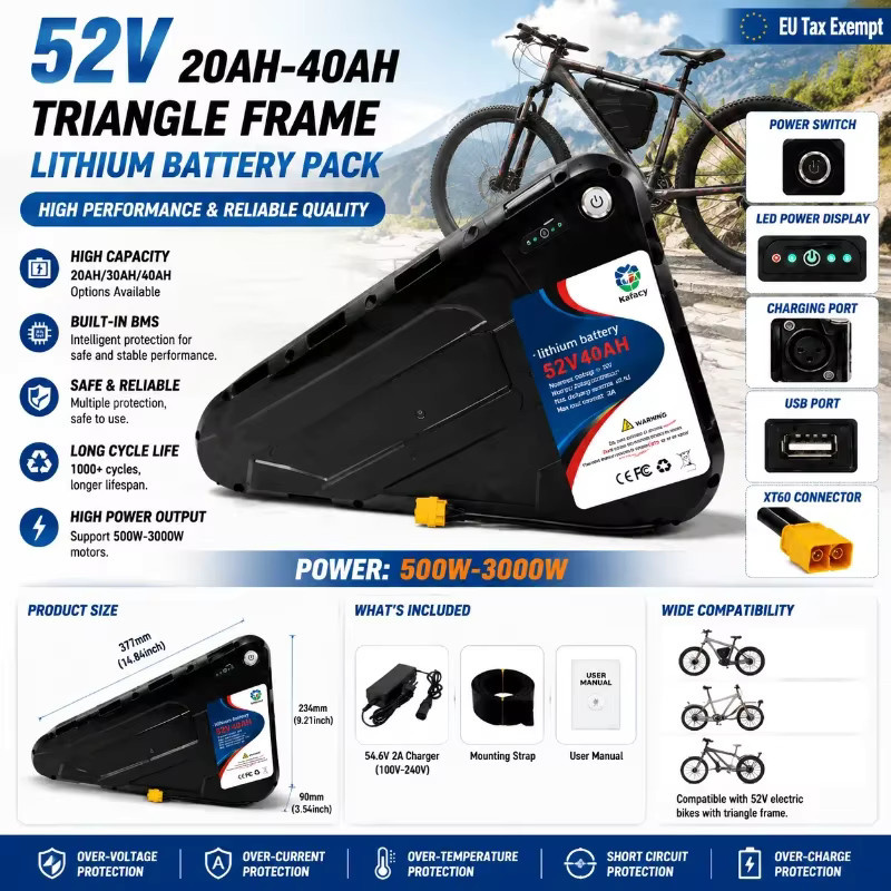 DAWEIKALA Lithium-Ionen-Akku für Elektrofahrräder 48V 52V 20Ah Schwarz - Bild 8