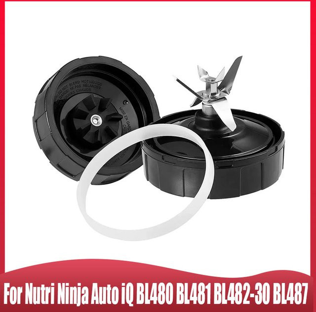 Ninja Ersatzmesser-Set für Nutri Ninja Auto iQ BL480 BL481 BL482-30 BL487 Mixer und Entsafter mit 7-Flossen-Extraktor und Silikonkautschuk-Dichtung - Bild 1