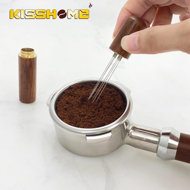 Kisshome Kaffee-Nadelverteiler WDT-Werkzeug aus Edelstahl in Braun für Espresso-Pulver-Rühren und Nivellieren - Bild 1