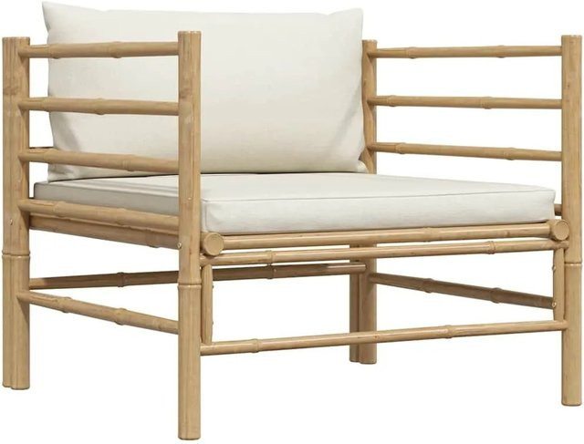 vidaXL Gartensofa aus Bambus mit Kissen in Cremeweiß - Bild 1