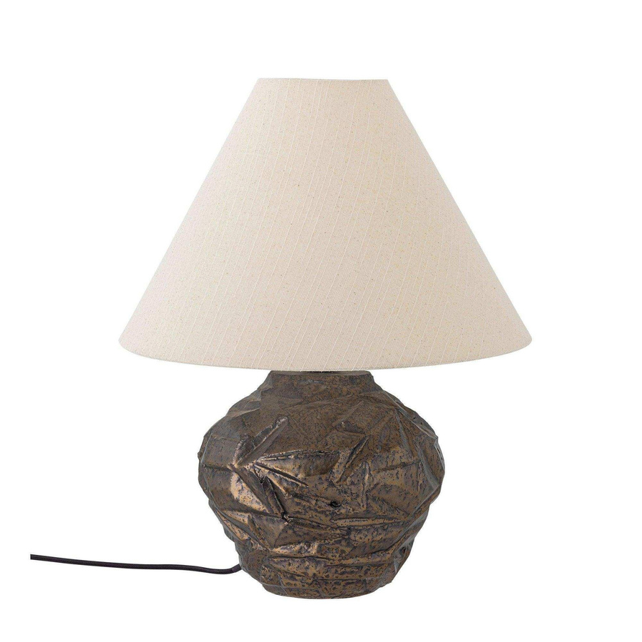 Bloomingville Carolla Tischlampe aus Keramik in Braun mit Leinen-Schirm, Höhe: 49,0 cm - Bild 1