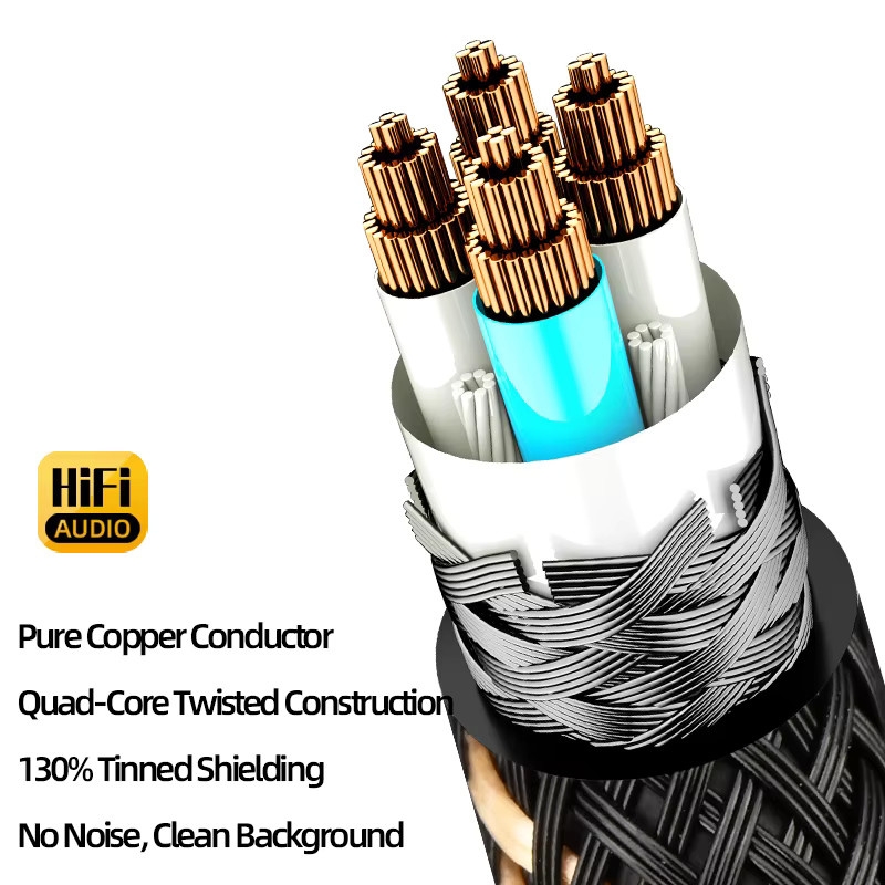 ATAUDIO HiFi Splitter-Kabel 4,4mm auf Dual 6,5mm TRS, Reines Kupfer High-End Audiokabel, Schwarz - Bild 2
