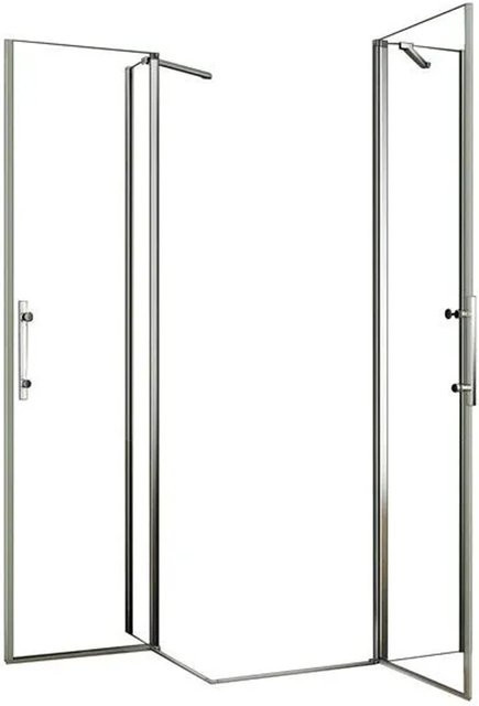 Duschparadies Eckdusche mit Eckeinstieg und Pendeltür, ESG Glas 6mm, Transparent, B/T: 120 x 100 cm, Höhe: 195 cm - Bild 1