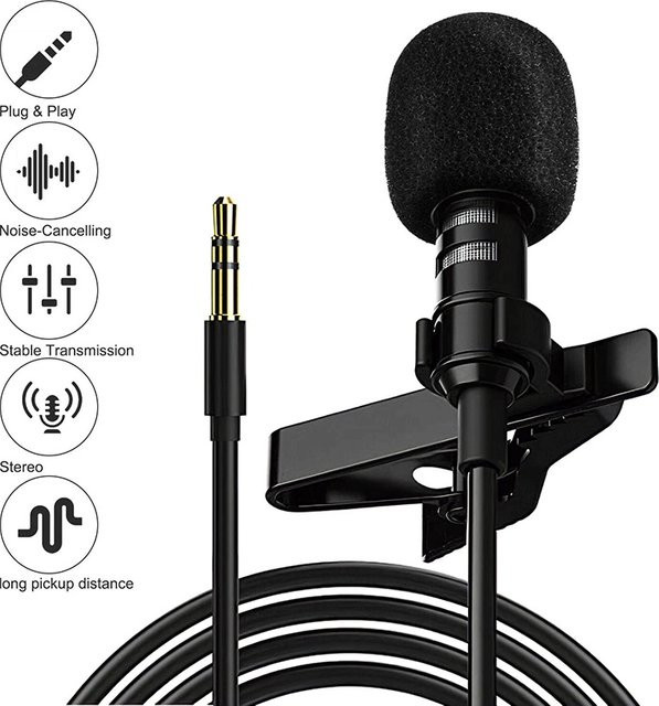 BRYNTHORX Lavalier Mini-Kondensatormikrofon in Schwarz mit 1,5 m Kabel, Clip-on Ansteckmikrofon mit USB-A, USB-C und 3,5 mm Klinkenstecker für Mobiltelefone, Mac-Laptops und PC - Bild 1