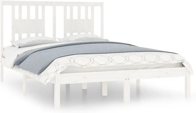 vidaXL Massivholzbett aus Kiefer in Weiß, B/T/H: 140 x 190 x 146 cm - Bild 1