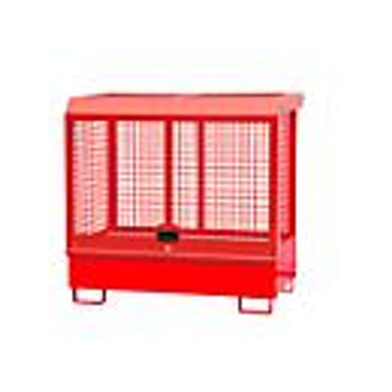 Gefahrstoff-Depot BAUER Typ GD-C aus Stahl mit Zylinderschloss, Farbe: Feuerrot RAL 3000, Auffangvolumen: 220 l, B/T/H: 82,0 x 143,0 x 139,0 cm - Bild 5