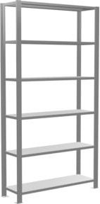 Schulte Grundregal Büro-Steckregal MULTIplus85 verzinkt in Silber/Grau mit 6 Fachböden und Kreuzstrebe, B/T/H: 200 x 100 x 30 cm - Bild 1