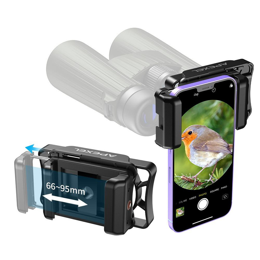 APEXEL Universal-Teleskop-Telefonadapter für Monokulare, Ferngläser und Mikroskope, Schwarz - Bild 2
