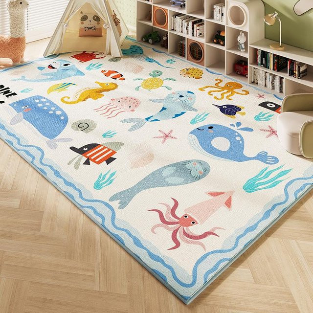 HYFBH Kristall Stapelteppich für Kinder mit Weltkarte, Unterwasserwelt oder Weltraum-Motiv, waschbar und rutschfest, B/T: 140 x 200 cm - Bild 1