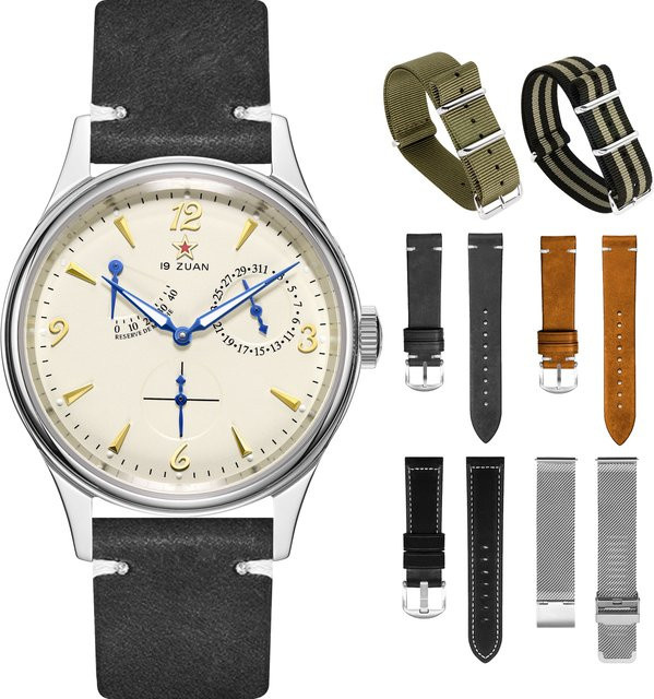 Seagull Pilotenuhr, Automatik, Edelstahl, Leder, 40 mm, Herren - Bild 1