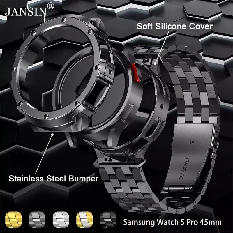 FancyWrist Uhrenarmband Edelstahl, Silber, Samsung Galaxy Watch 5 Pro 45 mm - Bild 1
