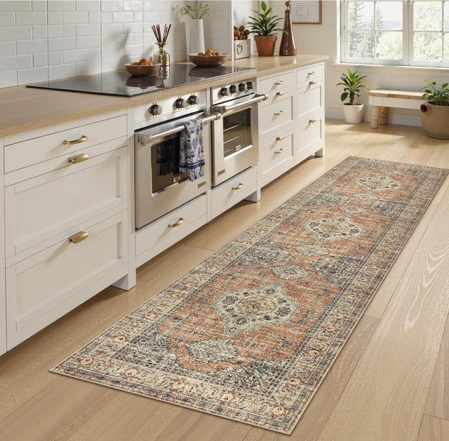 VIKAMA Küchenläufer mit Katzen-Boho-Design, waschbar und rutschfest, mehrfarbig, Rechteckig - Bild 1
