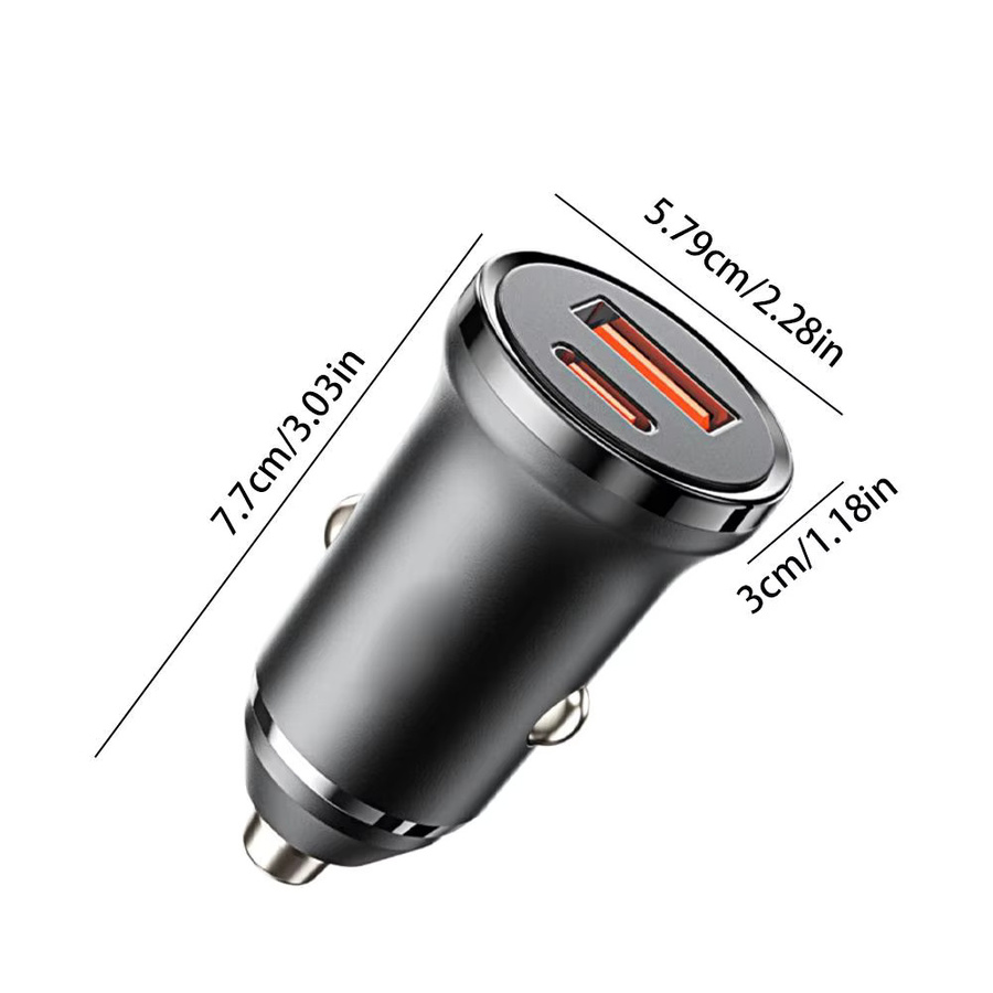 30W USB-C Auto Ladegerät mit PD und QC 3.0 für iPhone, Samsung, Xiaomi und Huawei in Schwarz - Bild 6