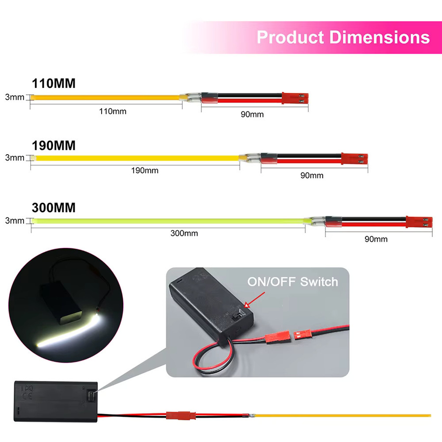 HAGAHA LED COB Filament Retro Edison Glühbirne Flexible Batterielampe in Weiß, Grün, Eisblau oder Rosa - Bild 4