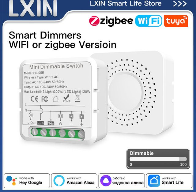 Lxin Tuya Smart Dimmer-Schaltermodul, WLAN oder Zigbee DIY LED-Controller in Weiß, kompatibel mit Alexa und Google Assistant - Bild 1