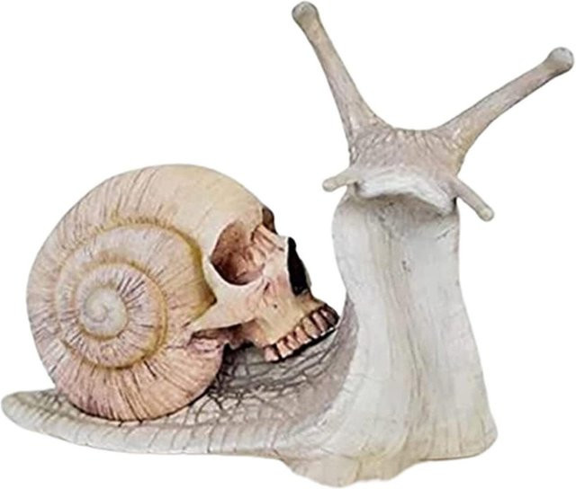 Honor Electronics Totenkopf-Schnecke aus Harz in Beige als Gothic Deko für Halloween, Garten und Heimdeko - Bild 1