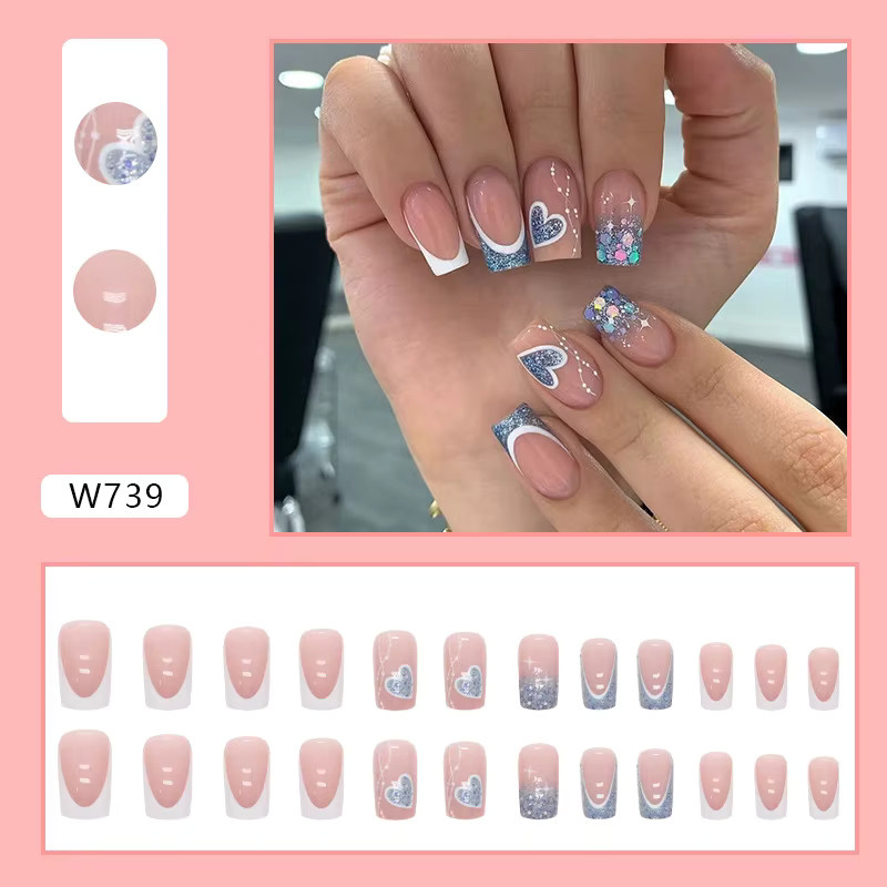 YADORNOS Press On Nails, Flash Blue, Schimmernd, 24 Stück - Bild 2