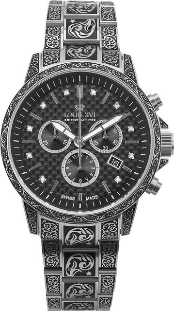Louis XVI Chronograph, Edelstahl, Quarz, 43 mm, Herren, Schwarz - Bild 1