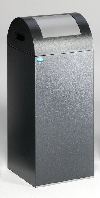 PROREGAL Selbstlöschender Wertstoffsammler Rund mit Einwurfklappe, 60 Liter, Verzinkter Stahl, Grau Silber, H x B x T: 80 x 32 x 32 cm - Bild 1