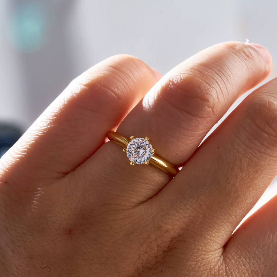BIJOX STORY Moissanit-Ring, 925 Silber, 18K Gelbgold plattiert, Damen - Bild 2