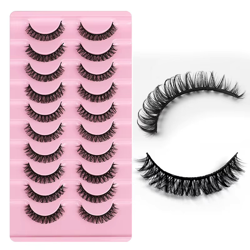 JIEFUXIN Kunstwimpern, 2er-Pack, D-Locken, Wispy Look, Unisex - Bild 2