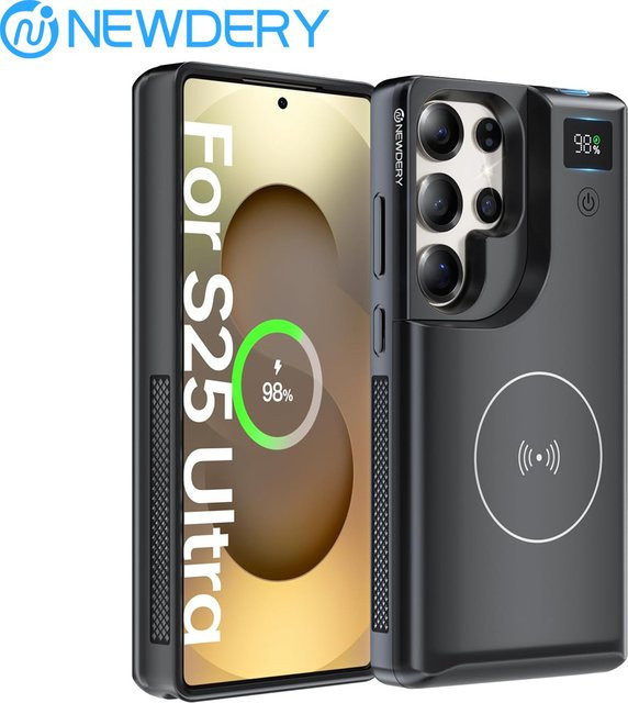 NEWDERY Magnetisches Akku-Ladegehäuse für Samsung Galaxy S25 Ultra, Tragbare Kabellose Powerbank-Hülle, Schwarz, 10000mAh - Bild 1