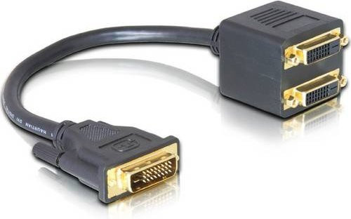 Delock 65051 DVI Adapter Schwarz 1x DVI-Stecker 24+1pol. auf 2x DVI-Buchse 24+1pol. 0,20 m - Bild 1