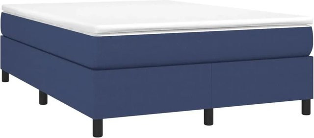 vidaXL Boxspringbett mit Matratze in Blau und Weiß, Hybrid-Bett mit Taschenfederkern aus Stoff, B/T: 140 x 190 cm - Bild 1